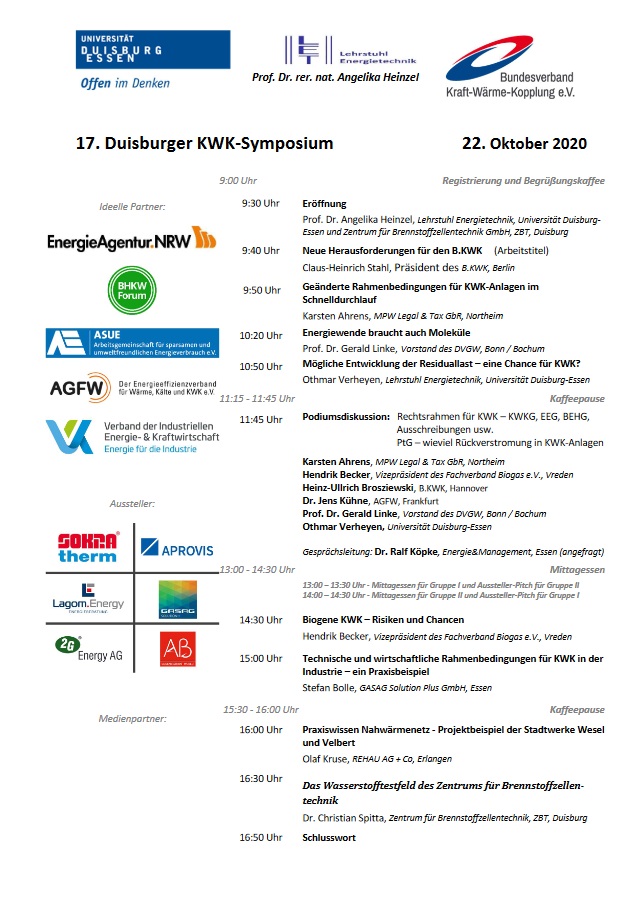 Weiter zum Programm des 17. Duisburger KWK-Symposiums