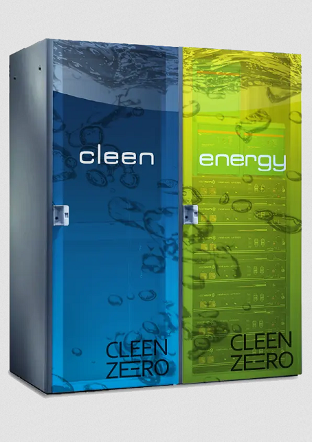Neuer Wasserstoffspeicher mit Elektrolyseur und Brennstoffzelle von CLEEN Energy