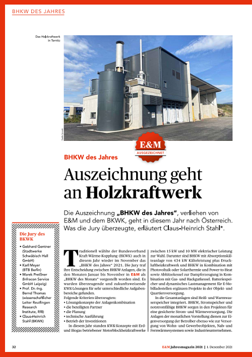 Holzgas-BHKW in Österreich: Klimapositive CO2-Senke